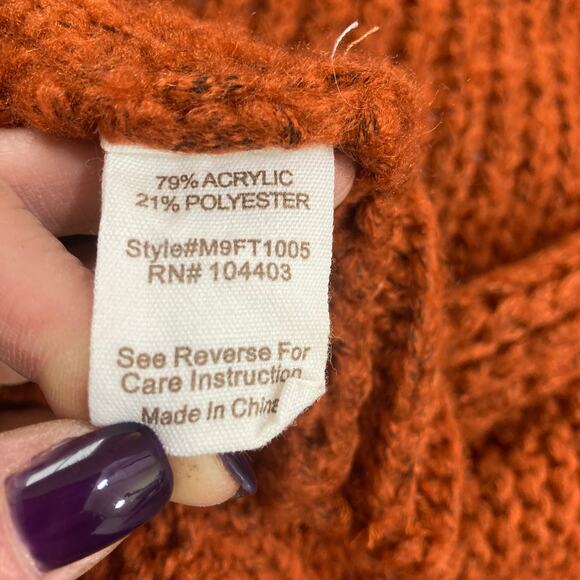 Rust open back chunky sweater women's  oversize medium knit twist back - Picture 8 of 9
